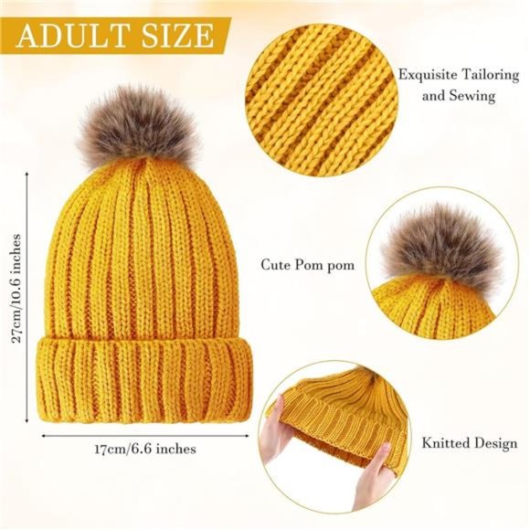 12 Pcs Knitted Beanie Hat Glove Set 6 Pcs Knit Skull Cap 6 Pairs Gloves main image 4
